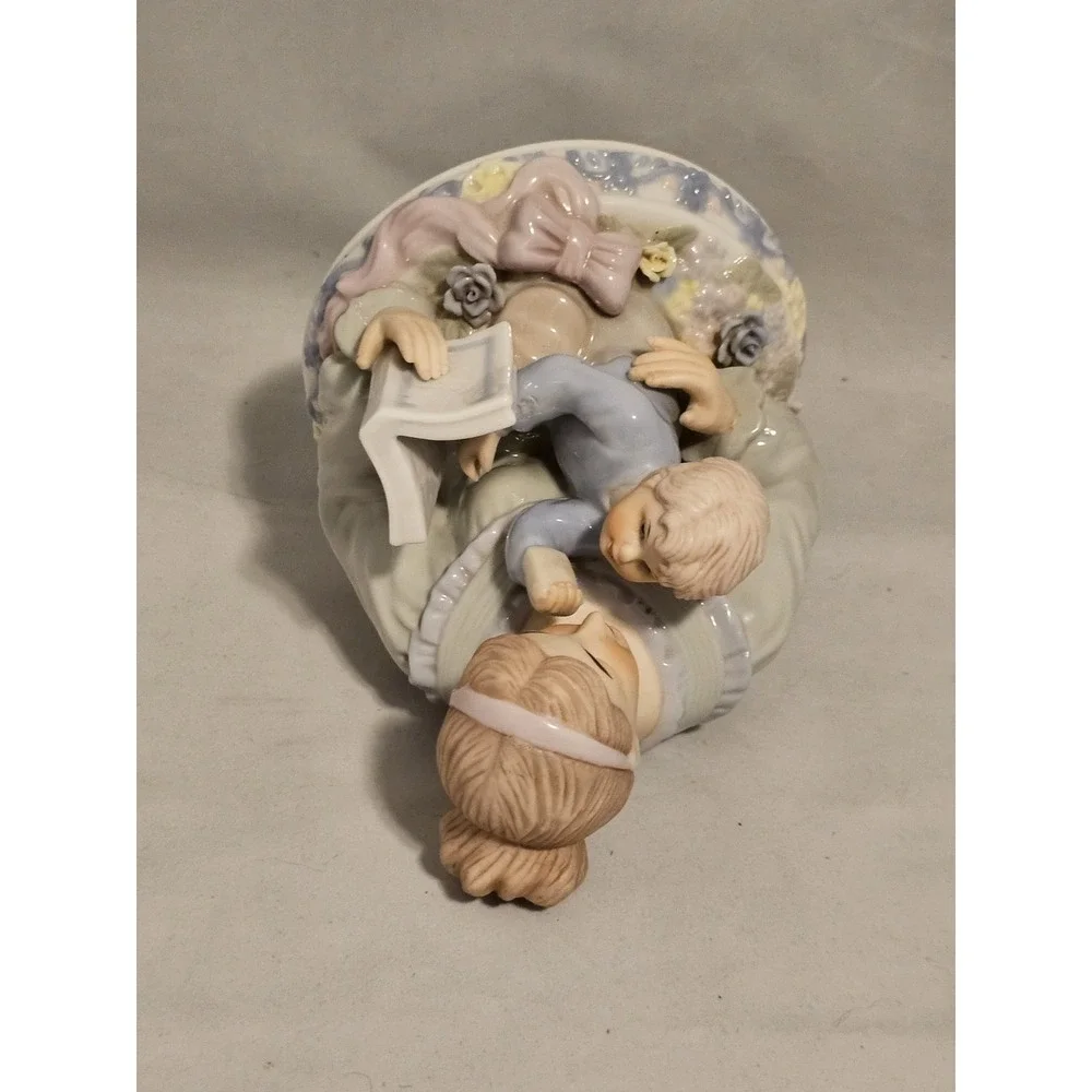 Musical Figurine Plays Brahms Waltz Wind Up Mother Reading To Baby Gift